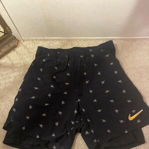 Nike Black Dri-FIT Shorts with White Bee Design